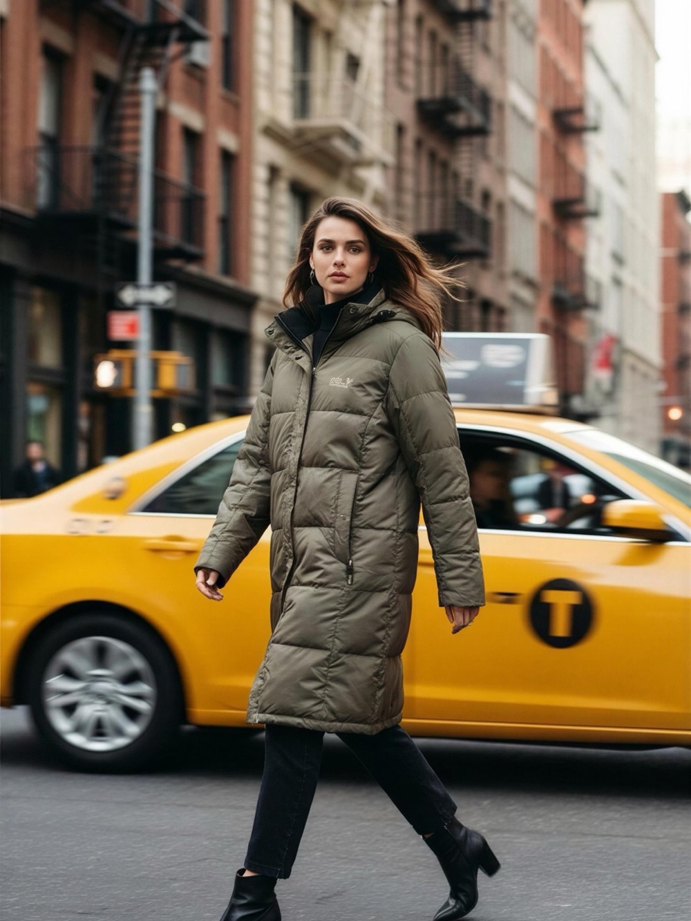 Jack Wolfskin Taupe Longline Puffer Coat with Hood